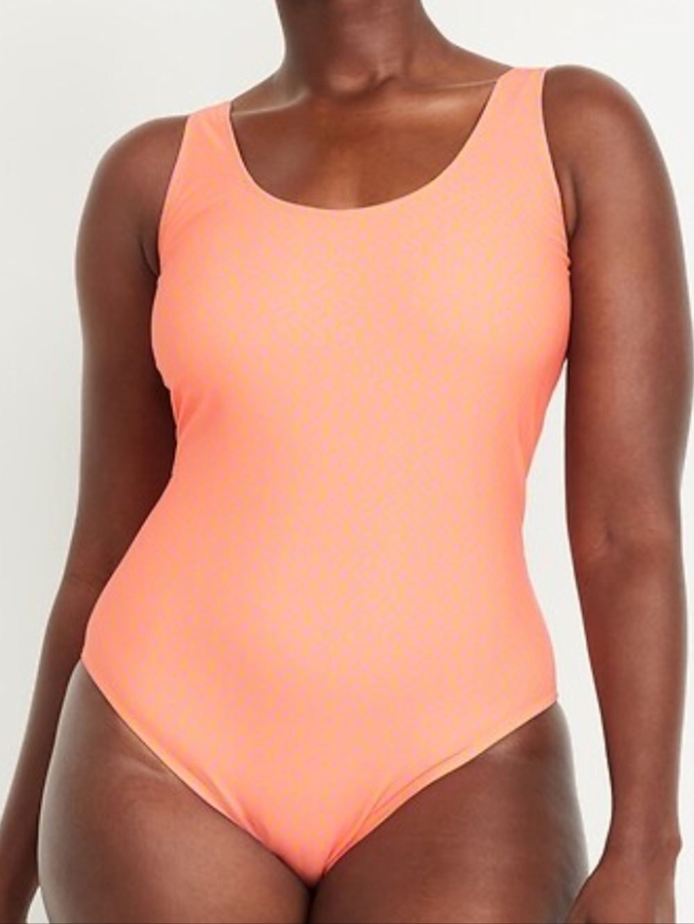Old Navy Orange-Pink Wavy Matte One Piece Scoop Neck Swimsuit‎ Size 4X